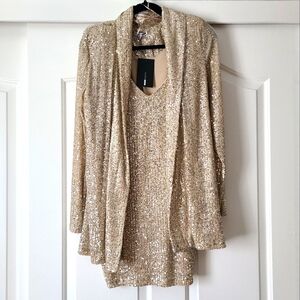 FashionNova Women's Spaghetti Strap Sequin Dress with Jacket sz. M